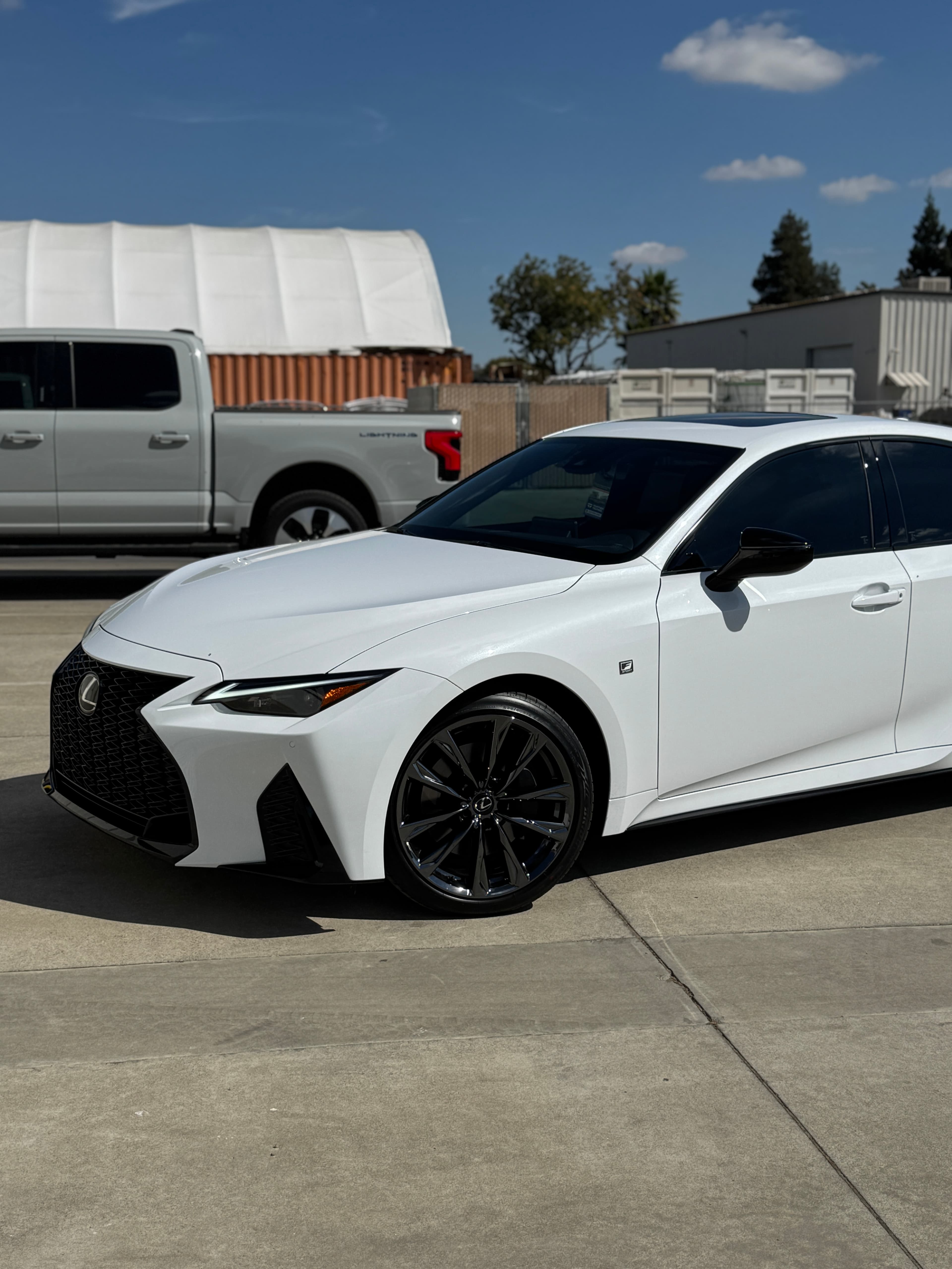 Paint protection film on white Lexus IS F Sport at Top Tier Tinting Atwater