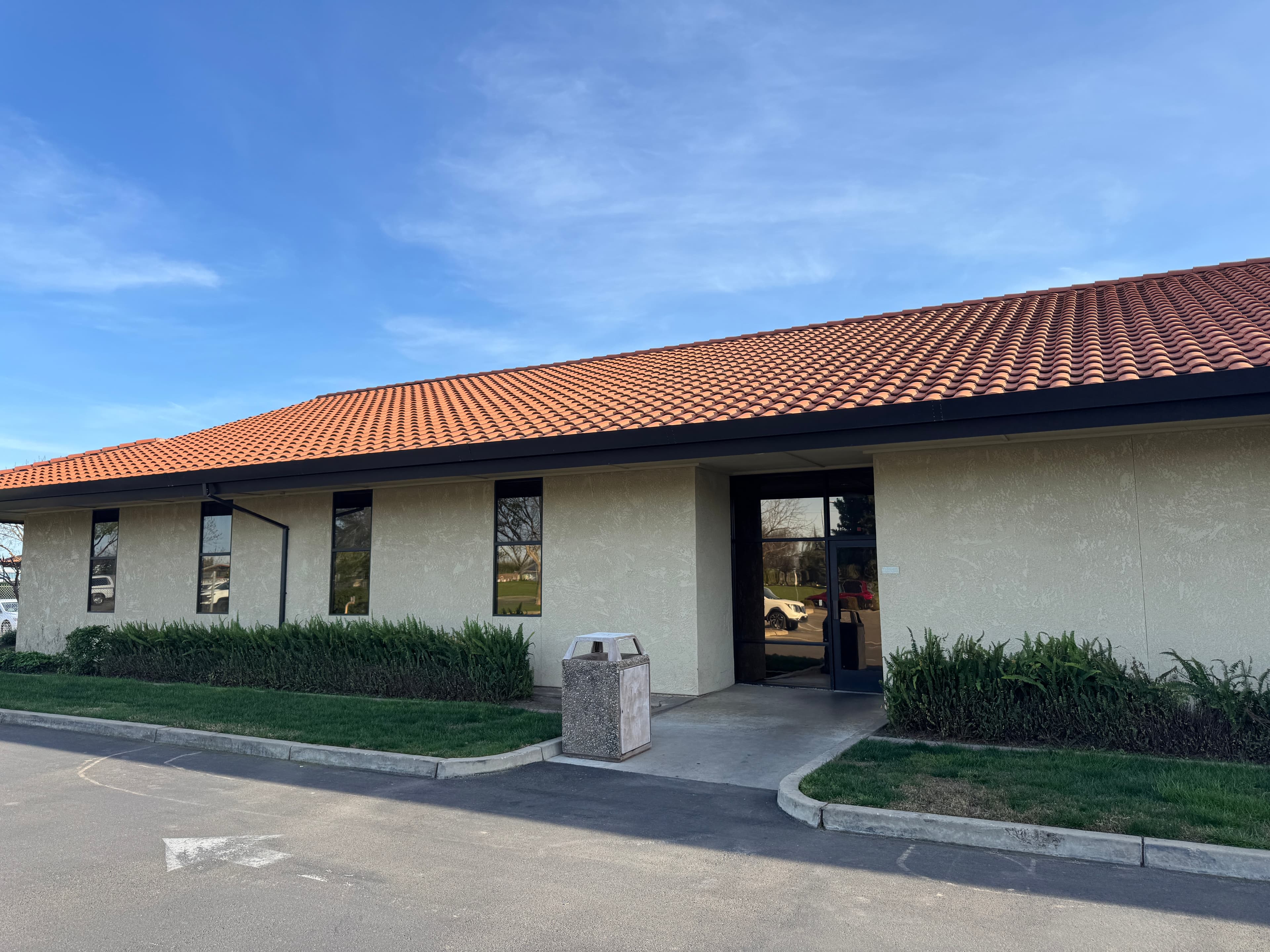 Energy-efficient window tint on Central Valley commercial building